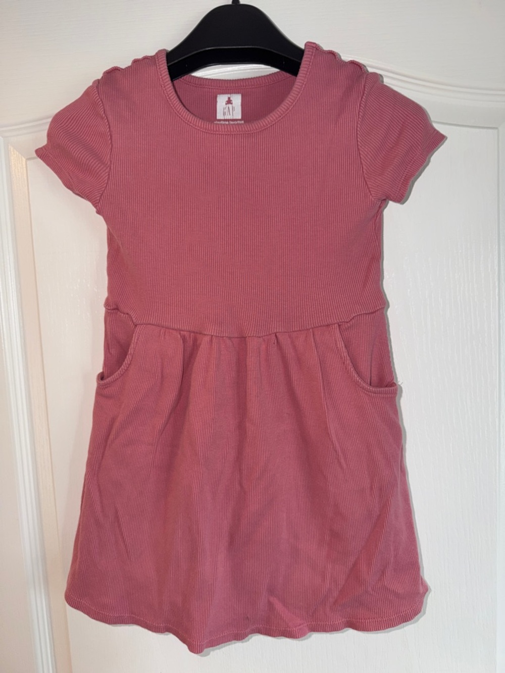 Gap Girls' Ribbed Short-Sleeve Dress - Dusty Rose